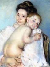Копия картины "мама берта держит малыша" художника "кассат мэри"