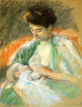 Репродукция картины "мама роза кормит ребенка" художника "кассат мэри"