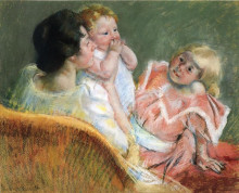 Репродукция картины "мать и дети" художника "кассат мэри"
