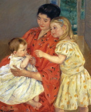 Репродукция картины "мать и сара любуются малышом" художника "кассат мэри"