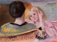 Репродукция картины "мама причесывает сару" художника "кассат мэри"