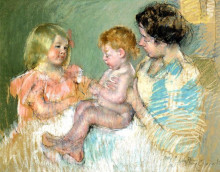 Репродукция картины "сара и ее мама с малышом" художника "кассат мэри"