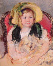 Картина "сара с собакой" художника "кассат мэри"