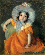 Копия картины "девочка в оранжевом платье" художника "кассат мэри"