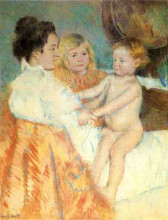 Репродукция картины "мама, сара и малыш" художника "кассат мэри"