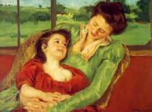 Репродукция картины "рене лефебр и марго у окна" художника "кассат мэри"