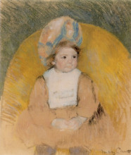 Копия картины "девочка сидит в желтом кресле" художника "кассат мэри"
