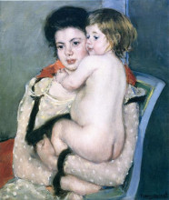 Копия картины "рене лефебр держит голого ребенка" художника "кассат мэри"