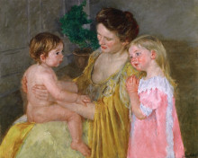 Репродукция картины "мать и двое детей" художника "кассат мэри"