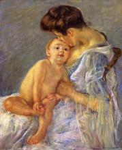 Репродукция картины "материнский поцелуй" художника "кассат мэри"