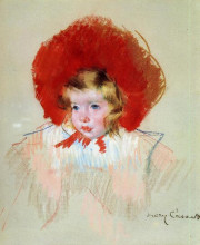 Репродукция картины "девочка в красной шляпе" художника "кассат мэри"