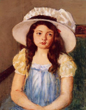 Репродукция картины "франсуаза в большой белой шляпе" художника "кассат мэри"