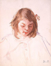 Репродукция картины "голова франсуазы, смотрящей вниз (№4)" художника "кассат мэри"