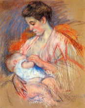 Репродукция картины "мама жанна кормит ребенка" художника "кассат мэри"