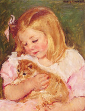 Репродукция картины "сара держит кота" художника "кассат мэри"