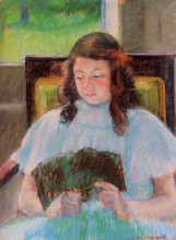 Репродукция картины "девочка читает" художника "кассат мэри"