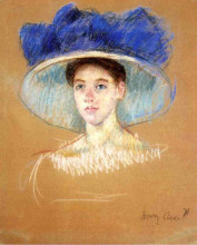 Копия картины "женская голова в большой шляпе" художника "кассат мэри"