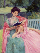 Репродукция картины "августа читает дочери" художника "кассат мэри"