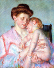 Репродукция картины "сонный ребенок" художника "кассат мэри"