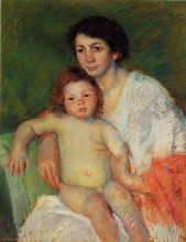 Картина "голый малыш на коленях у мамы" художника "кассат мэри"