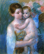 Копия картины "мама держит ребенка" художника "кассат мэри"