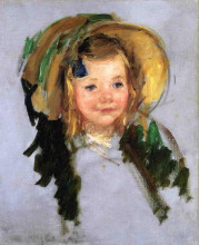 Репродукция картины "сара в шляпе" художника "кассат мэри"