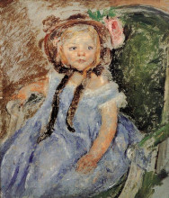 Картина "сара в темной шляпке, с правой рукой на периле кресла" художника "кассат мэри"