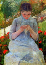 Картина "женщина за шитьем" художника "кассат мэри"