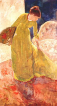 Копия картины "стоящая женщина с веером" художника "кассат мэри"