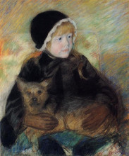 Картина "элси кассат с большой собакой" художника "кассат мэри"