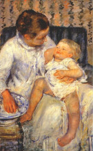 Репродукция картины "мать собирается укладывать сонного ребенка" художника "кассат мэри"