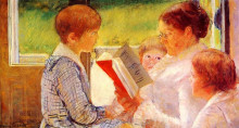 Репродукция картины "миссис кассат читает внукам" художника "кассат мэри"