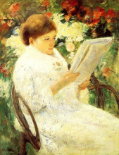 Картина "женщина читает в саду" художника "кассат мэри"