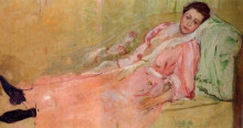 Репродукция картины "лидия читает на диване" художника "кассат мэри"