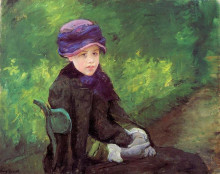 Копия картины "сьюзан на улице в фиолетовой шляпке" художника "кассат мэри"