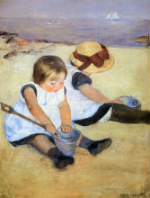 Копия картины "дети играют на пляже" художника "кассат мэри"