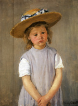 Копия картины "девочка в соломенной шляпе" художника "кассат мэри"