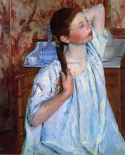 Репродукция картины "девочка причесывает волосы" художника "кассат мэри"