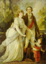 Копия картины "count nikolai tolstoy with his wife anna ivanovna and their son alexander" художника "кауфман ангелика"