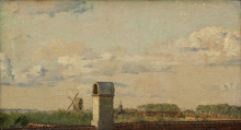 Репродукция картины "view from a window in toldbodvej looking towards the citadel in copenhagen" художника "кёбке кристен"