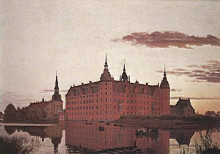 Репродукция картины "frederiksborg palace in the evening light" художника "кёбке кристен"