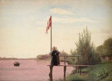 Репродукция картины "a view from dosseringen near the sortedam lake looking towards the suburb n&#248;rrebro outside copenhagen" художника "кёбке кристен"