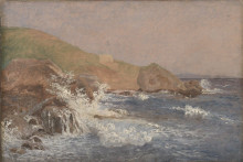 Картина "rough sea on a rocky coast" художника "кёбке кристен"