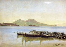 Копия картины "the bay of naples with vesuvius in the background" художника "кёбке кристен"