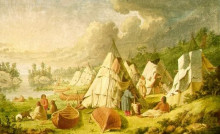 Картина "indian encampment on lake huron" художника "кейн пол"