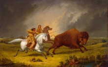 Копия картины "assiniboine hunting buffalo" художника "кейн пол"