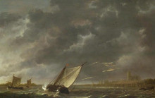 Картина "the maas at dordrecht in a storm" художника "кёйп альберт"