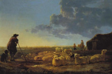 Картина "flock of sheep at pasture" художника "кёйп альберт"