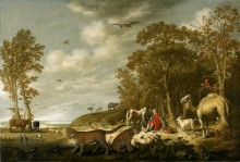 Картина "orpheus with animals in a landscape" художника "кёйп альберт"