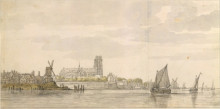 Копия картины "view of the groote kerk in dordrecht from the river maas" художника "кёйп альберт"